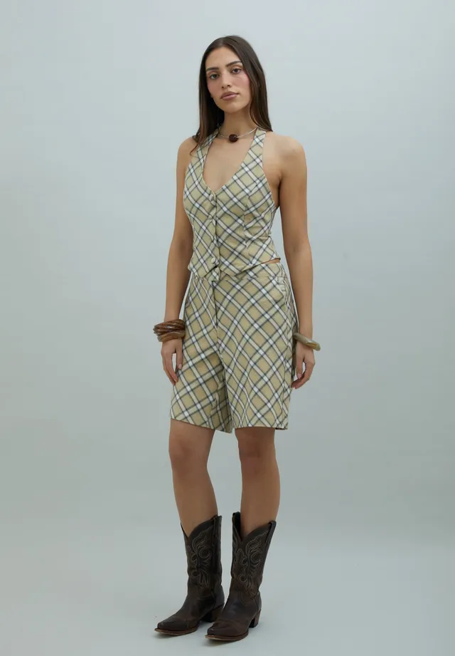 House Of Sunny Womens Tops SLOANE CHECK WAISTCOAT gilet halter a quadri