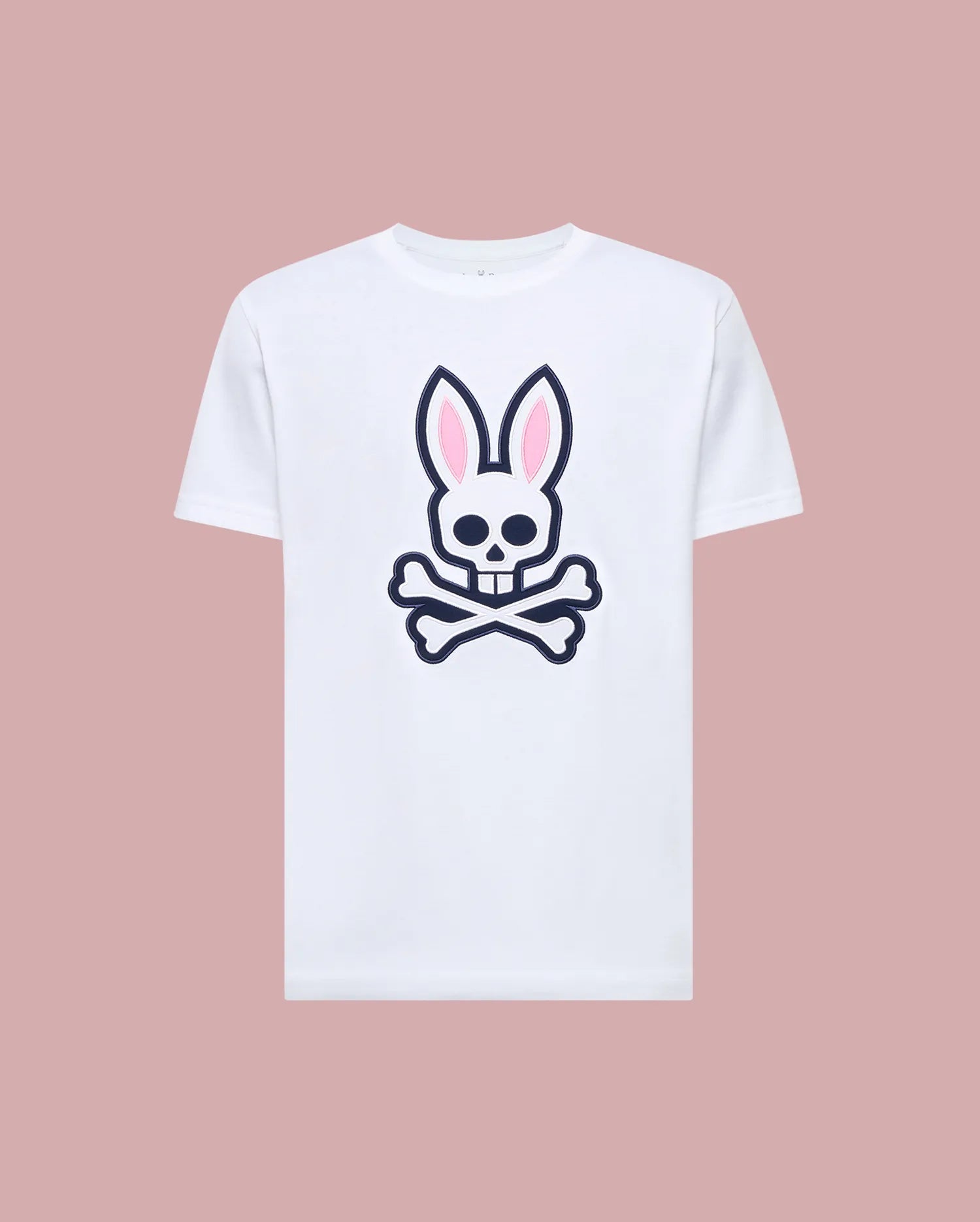 Psycho Bunny Men's Tees Archive Bunny Graphic Tee T-shirt bianca in cotone Pima