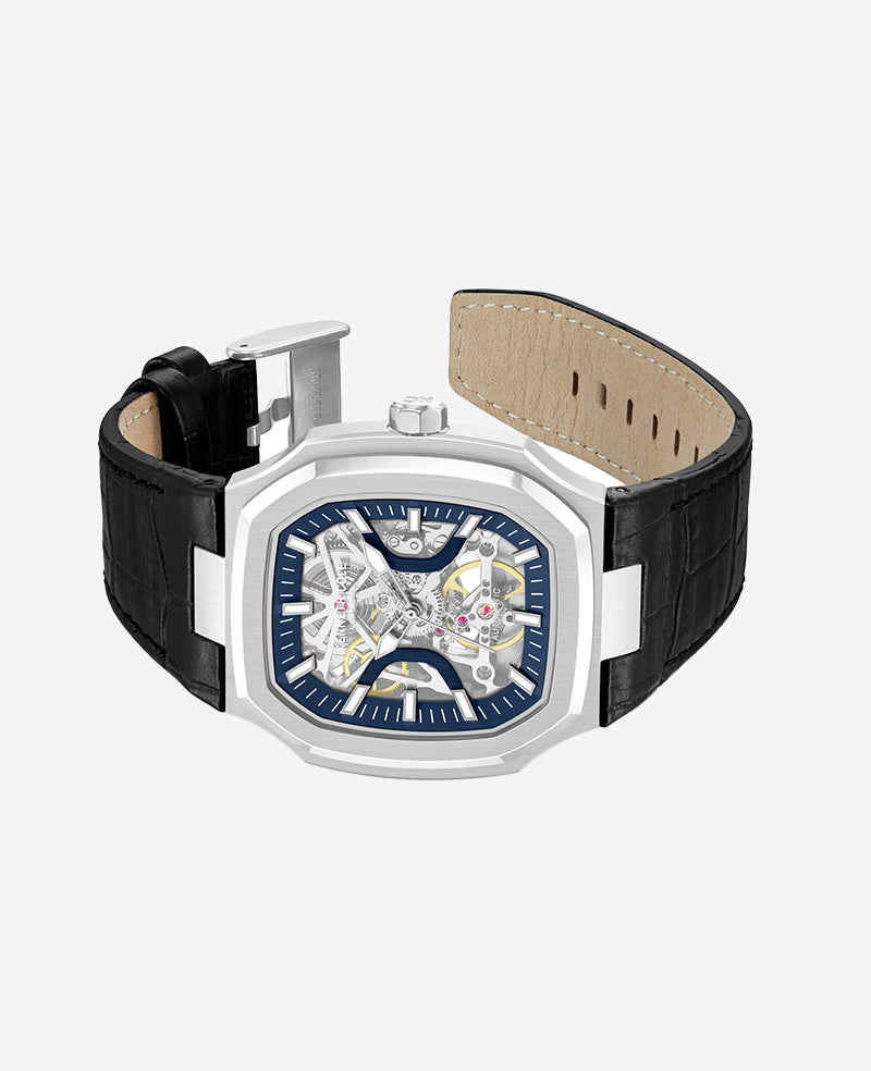 Kenneth Cole Reaction Skeleton Automatic orologio argento, cinturino in pelle