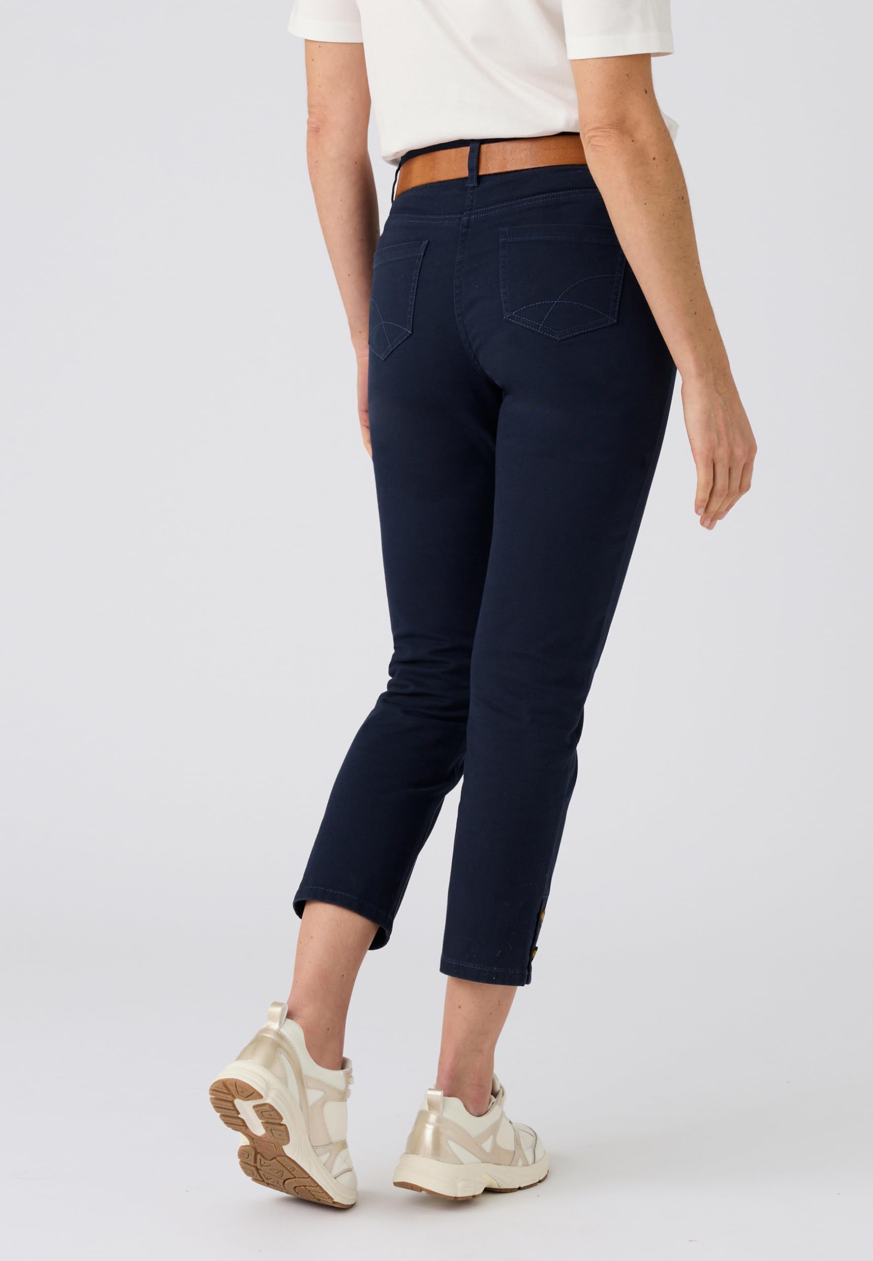 Damart Prêt-à-porter Pantaloni 7/8° fantasia con bottoni Pantaloni Beige in cotone