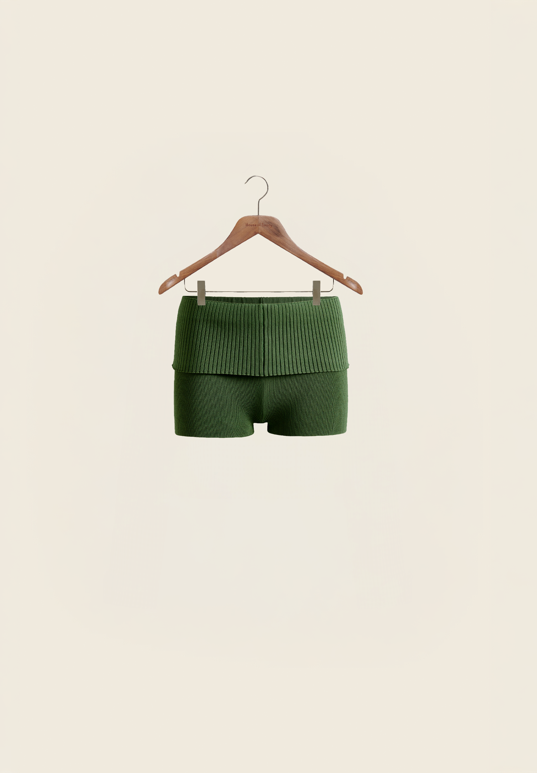 House Of Sunny Women's Shorts & Trousers ONE LOVE RIB HOTPANTS shorts a coste verdi UK 6-18