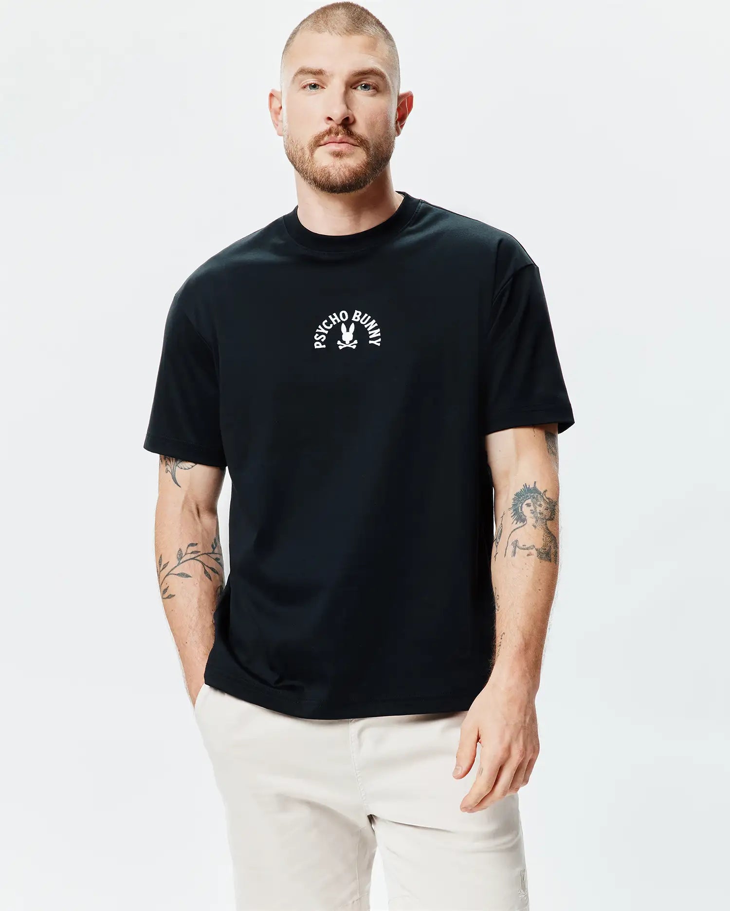 Psycho Bunny Men's Tees Stevie Oversized Fit Tee t-shirt nera Pima