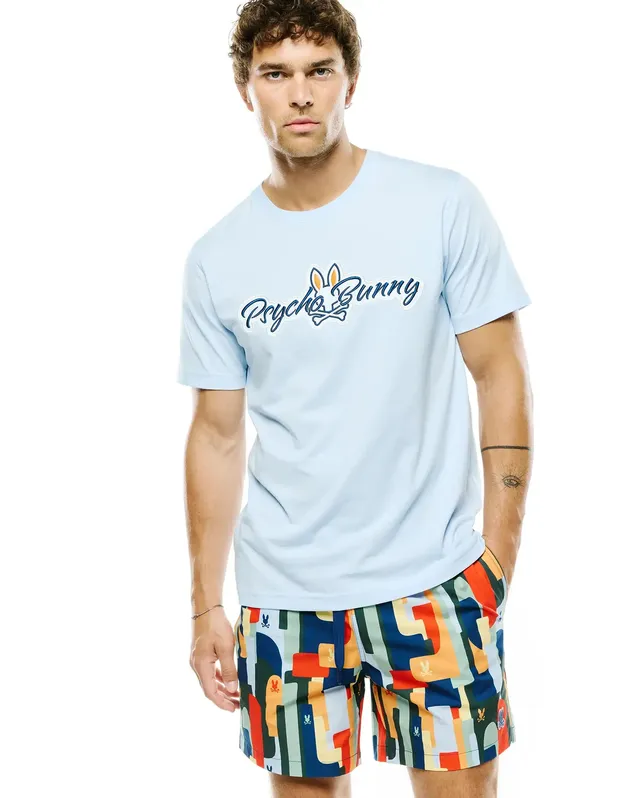 Psycho Bunny Men's Tees Jaydon Pima Cotton Logo Tee t-shirt Skyway