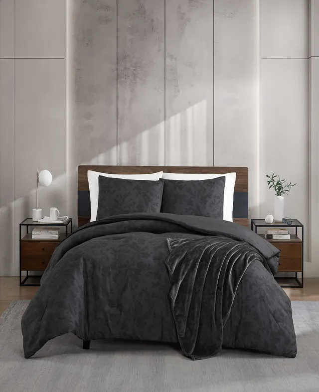 Kenneth Cole Reaction Home & Bedding Silhouette Floral Comforter + Sham Set set piumino antracite