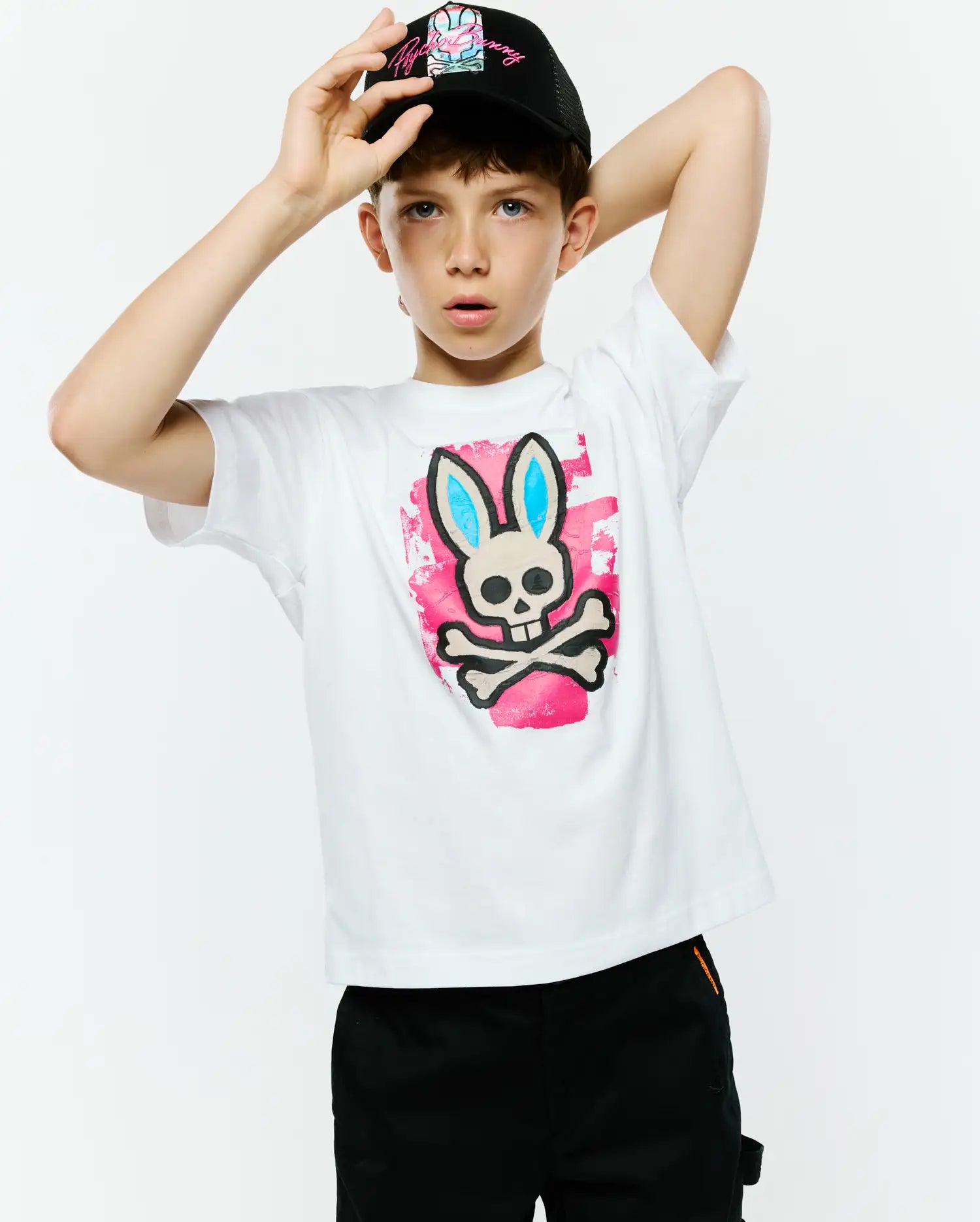 Psycho Bunny Kids Tees Marcus Graphic Tee KT0200193 t-shirt bianca bambini cotone Pima