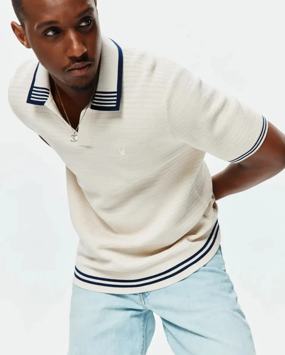 Psycho Bunny Men's Polos Elowen Knit Polo MT0100266 polo bianca in cotone