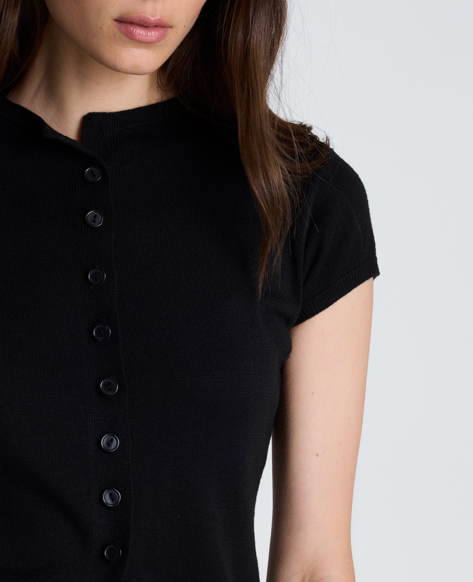 Kenneth Cole Reaction Clothing Mock Cardigan with Buttons cardigan nero maniche corte
