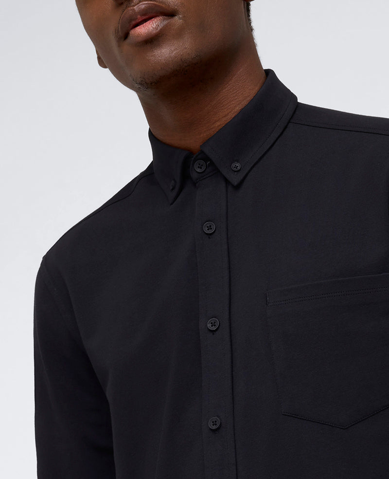 Kenneth Cole Reaction Clothing Long Sleeve Button Down Stretch Shirt with Pocket camicia nera stretch