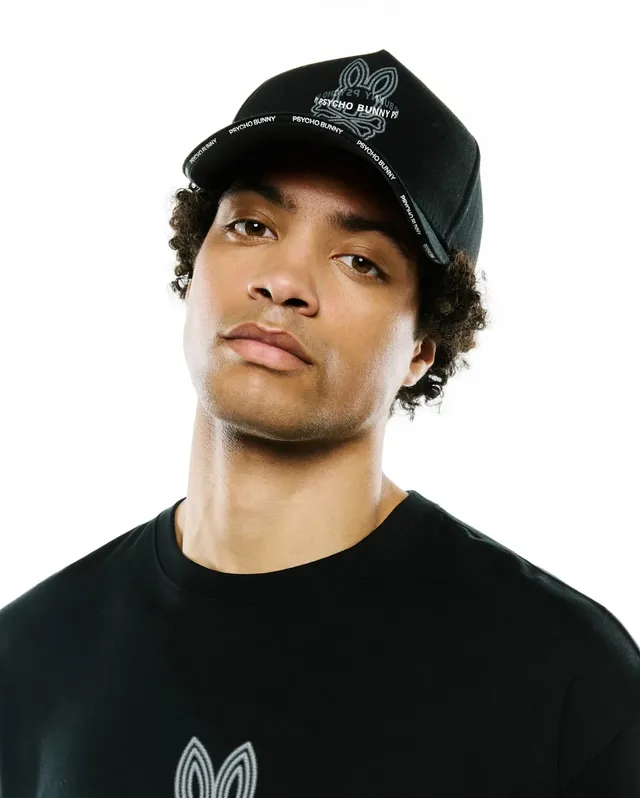 Psycho Bunny Accessories Alex A-Frame Trucker Cap MO1500145 cappellino nero