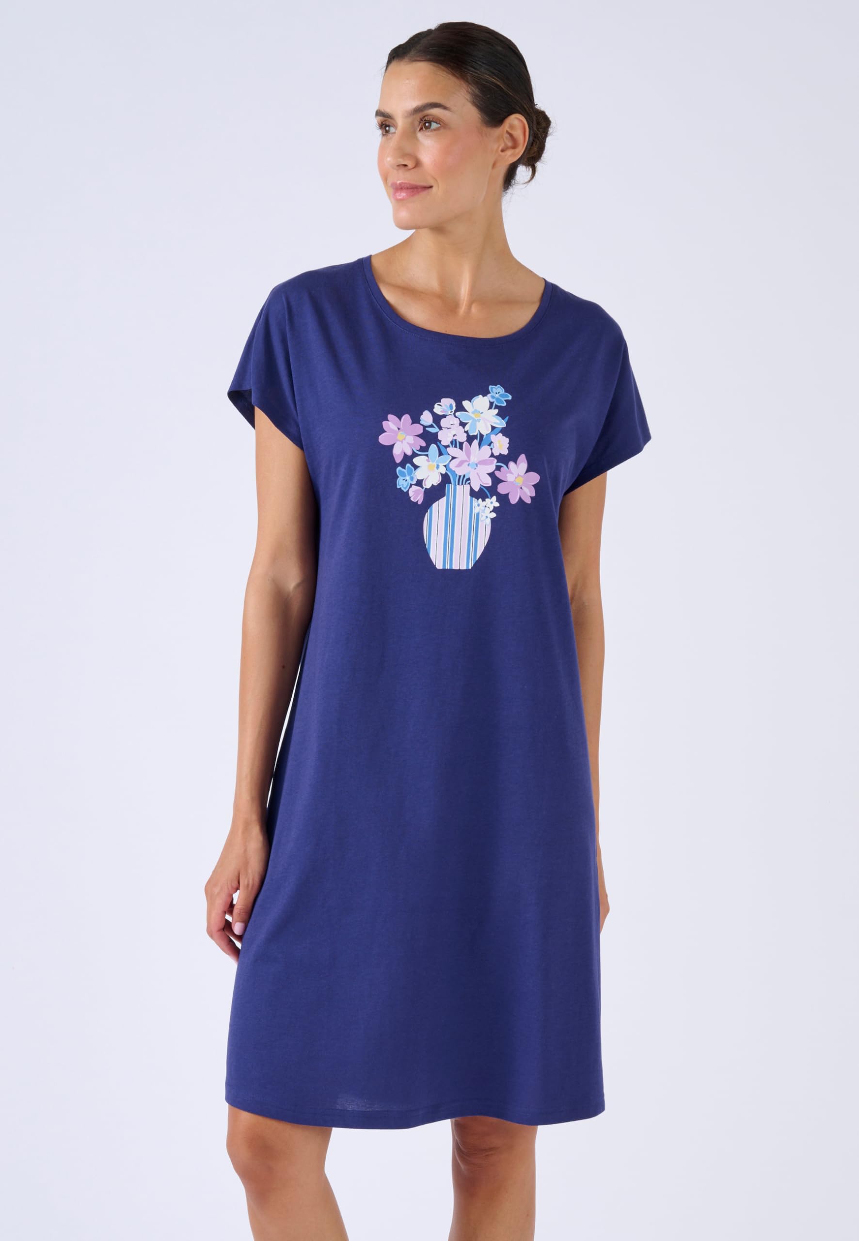 Damart Homewear Camicia da notte in puro cotone donna blu notte XS