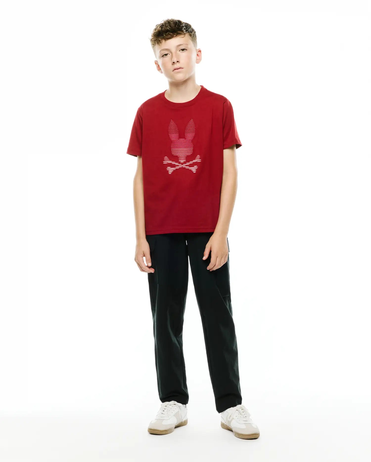 Psycho Bunny Kids Tees Kids' Slade Pima Graphic Tee t-shirt rossa 2T cotone Pima