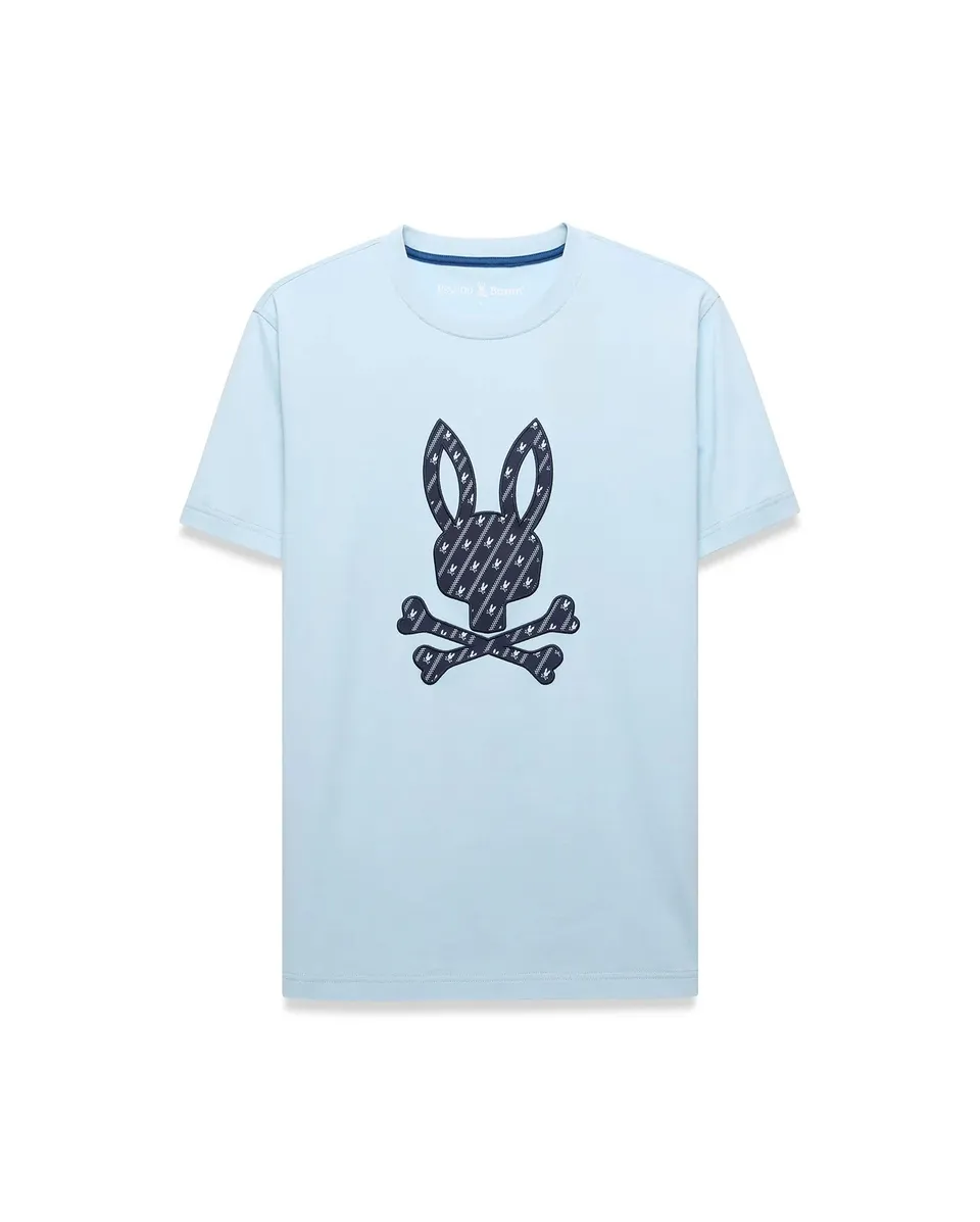 Psycho Bunny Men's Tees Jaden Appliqué Graphic Tee t-shirt blu 100% cotone