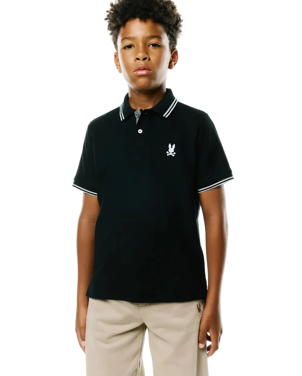 Psycho Bunny Kids Polo Shirts Stan Piqué Polo polo nera