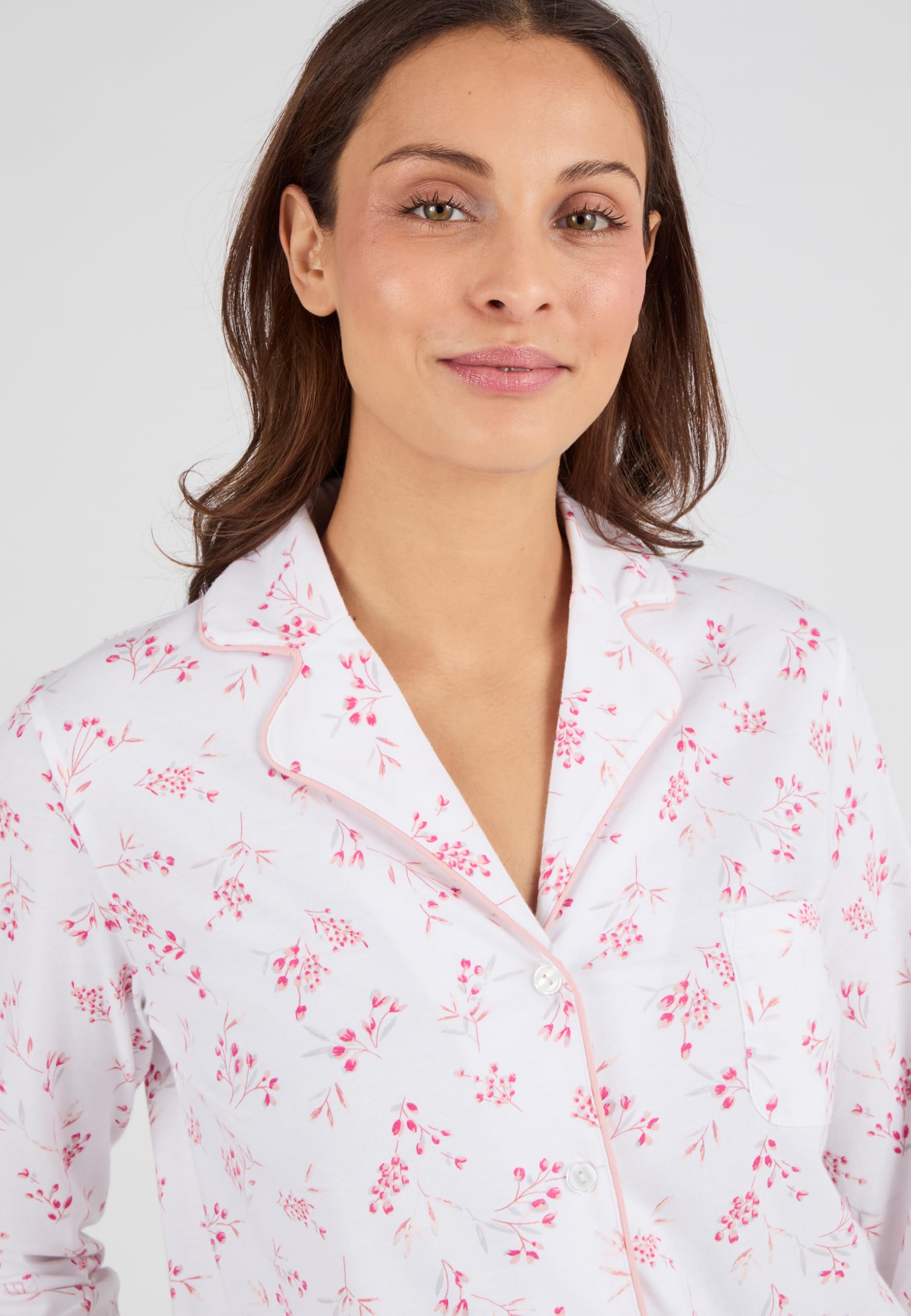 Damart Homewear Pigiama in maglia in puro cotone jersey rosa fiorito