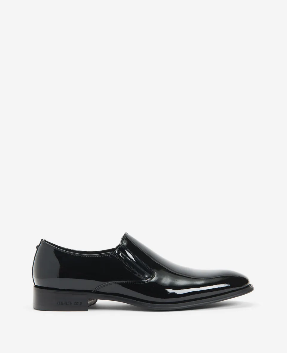Kenneth Cole Reaction Shoes Tully Patent Slip-On Oxford scarpe nere