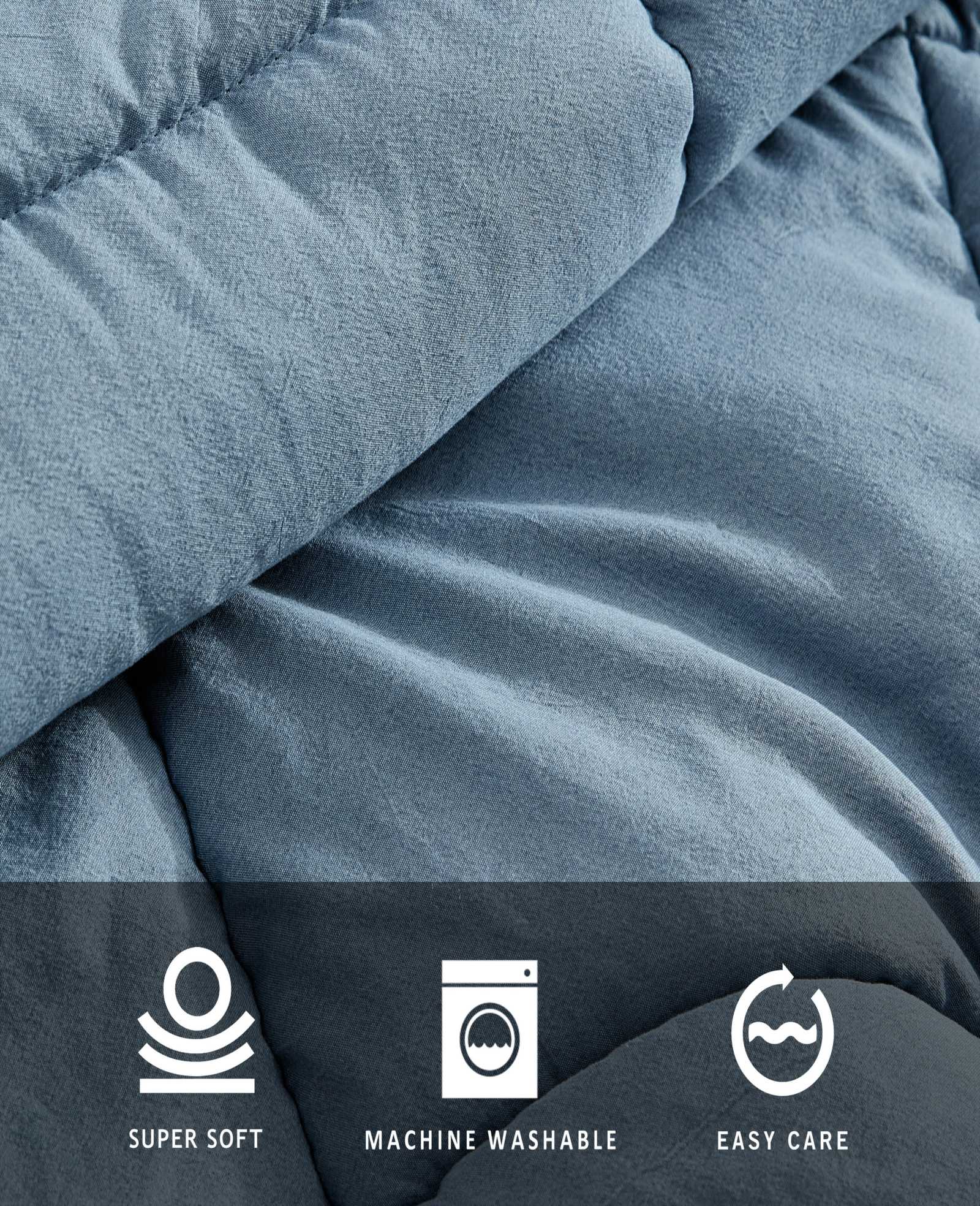 Kenneth Cole Reaction Home & Bedding Stonewashed Solid Comforter Set piumone blu Full/Queen, leggero
