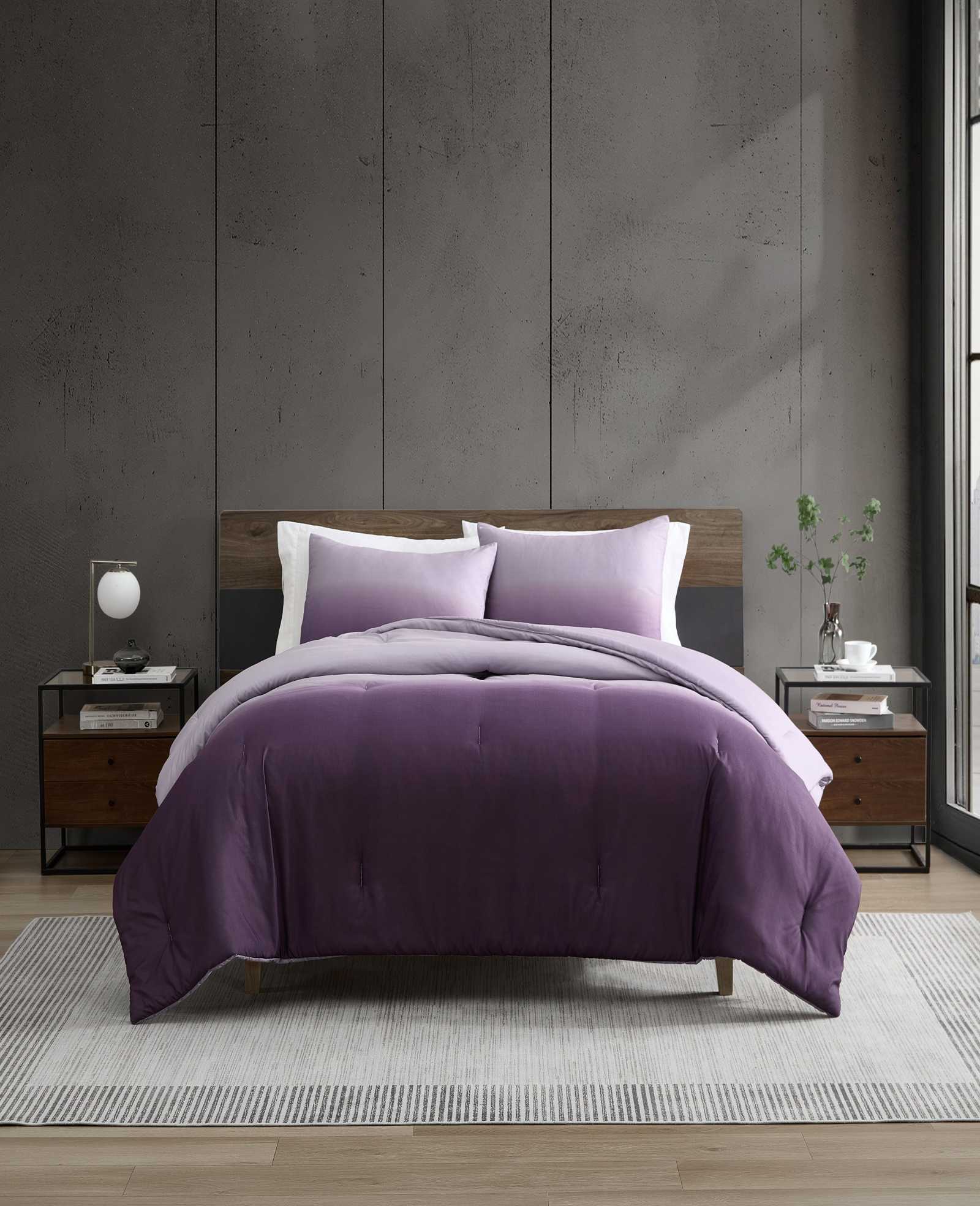 Kenneth Cole Reaction Home & Bedding Subtle Ombre Comforter Set completo letto viola poliestere