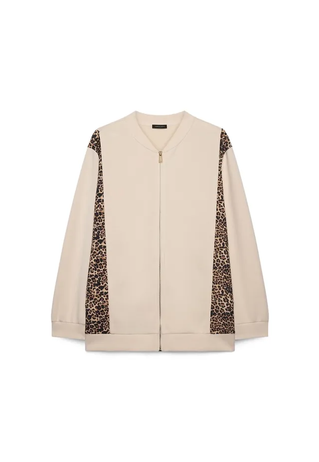 Fiorella Rubino Maglie e felpe Felpa aperta con inserti animalier M Plus