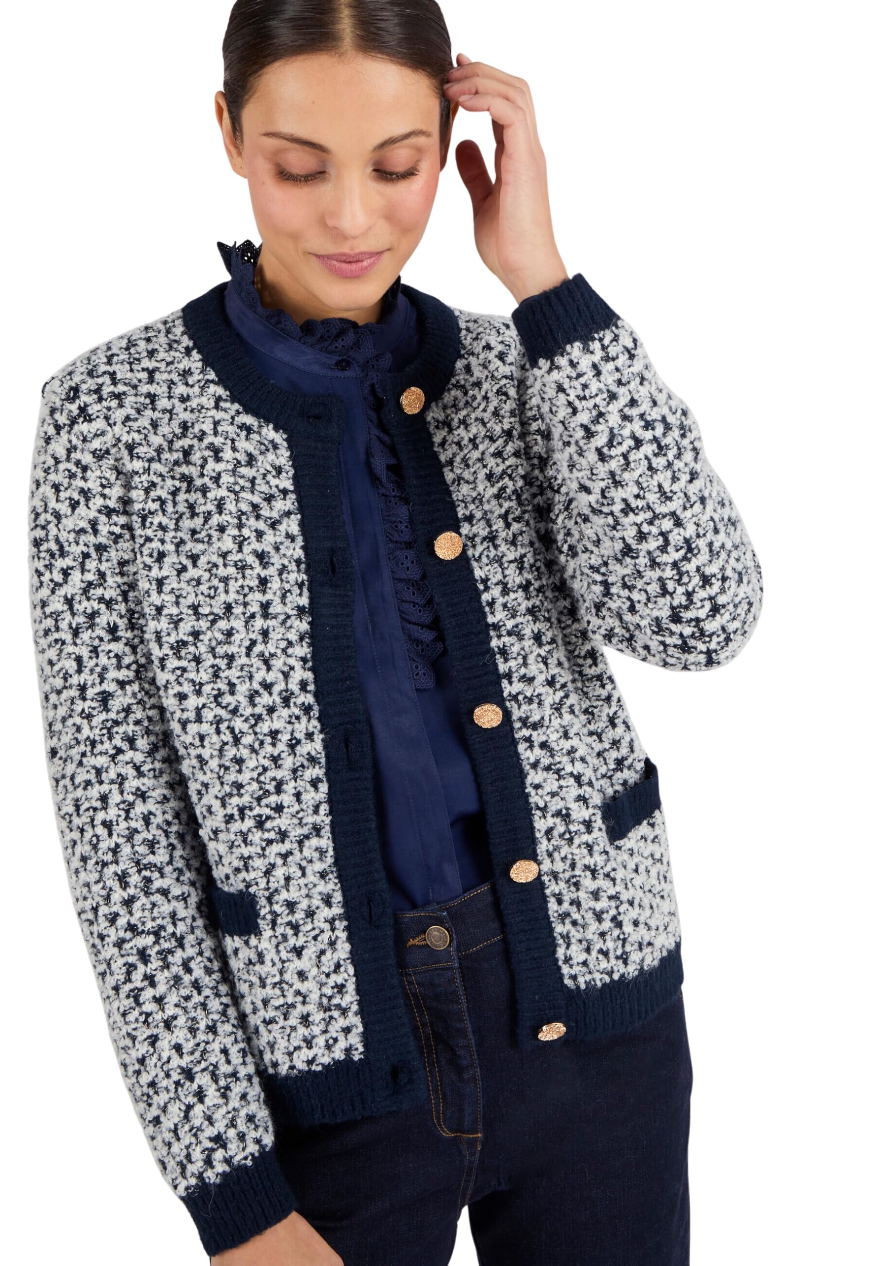Damart Prêt-à-porter cardigan jacquard donna taglia 38-40 con lana