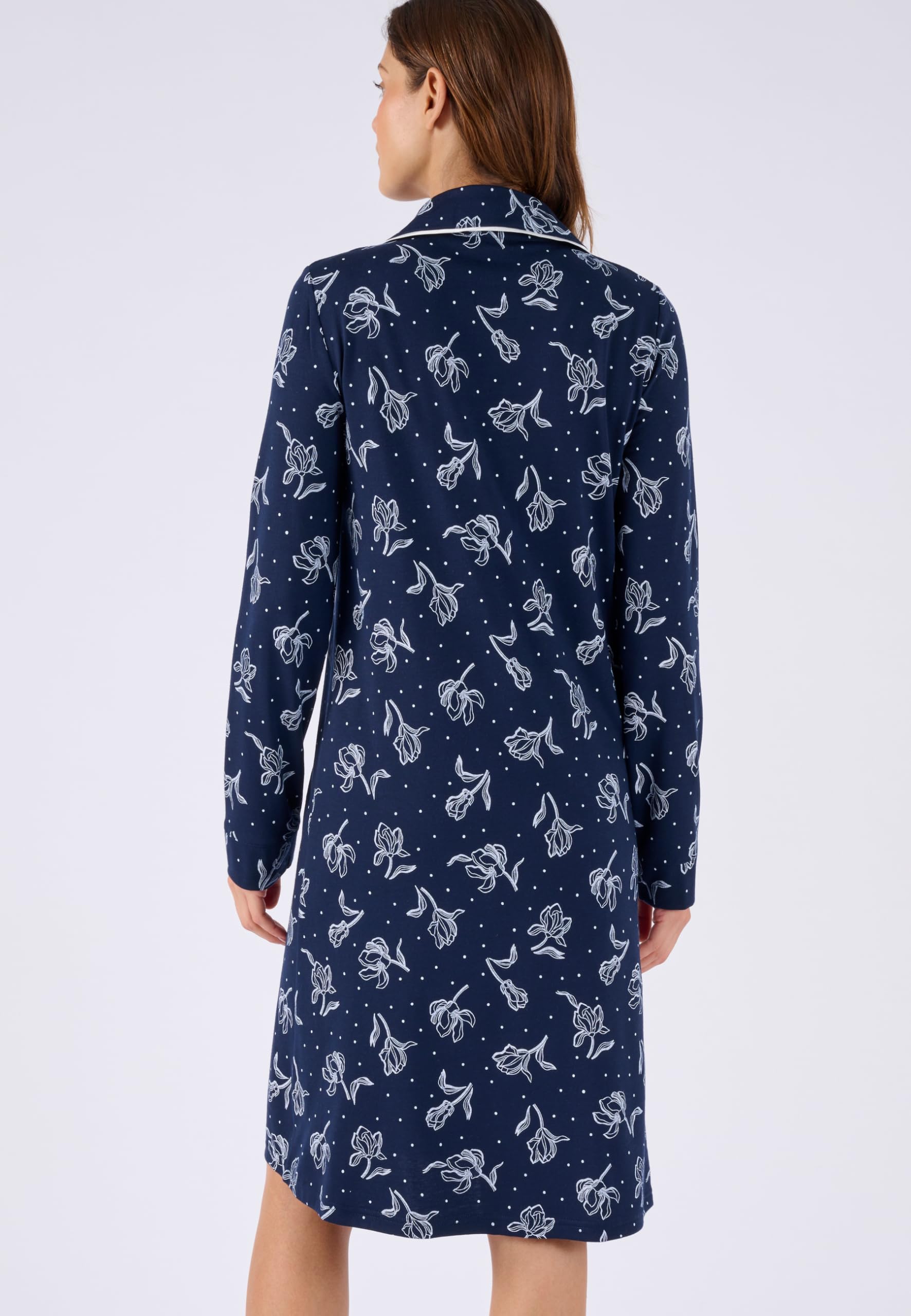 Damart Homewear Camicia da notte termica blu navy fiorita XS