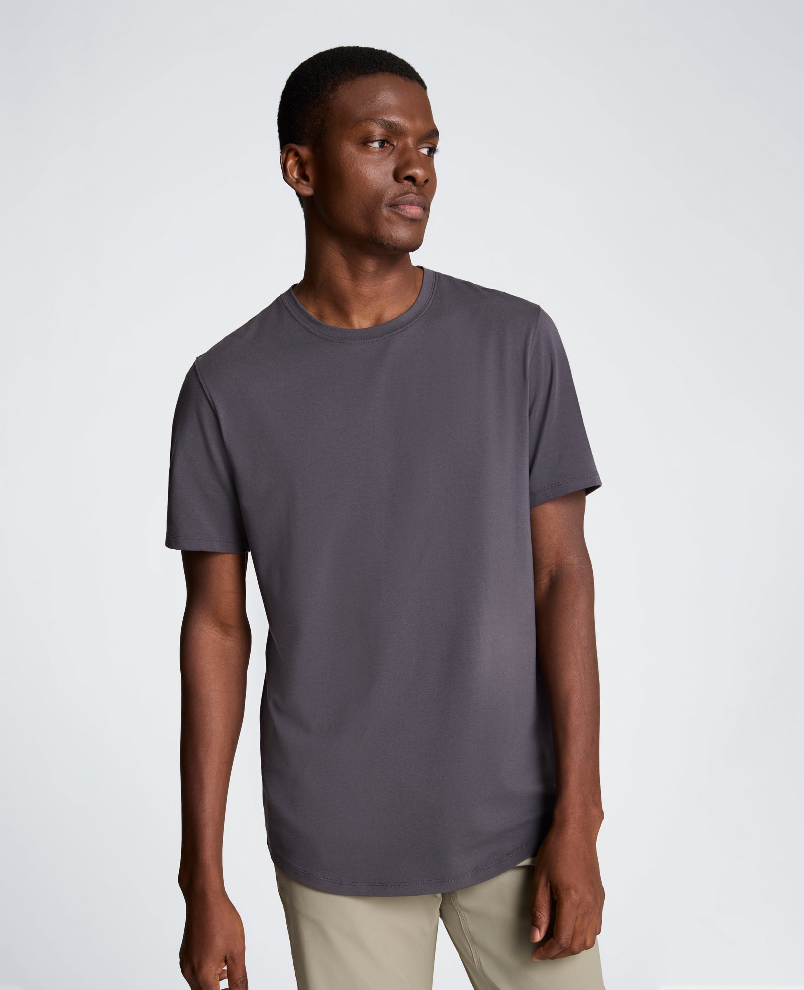 Kenneth Cole Reaction Clothing Performance Crew Neck T-Shirt maglietta antracite S cotone elasticizzato