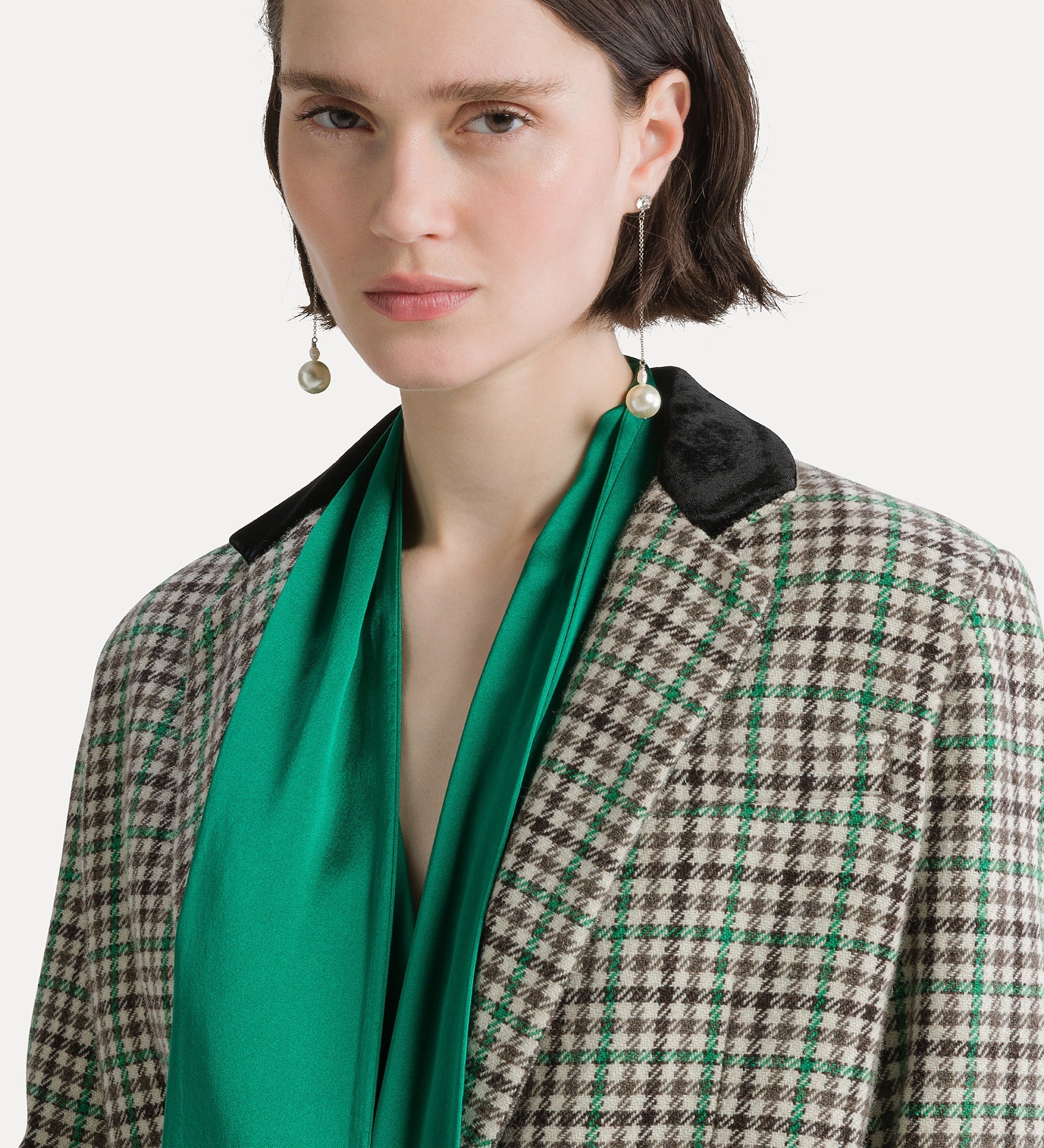 Forte giacche jacket with a british chequered pattern royal verde quadri lana
