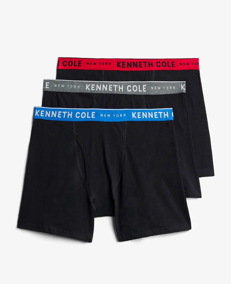 Kenneth Cole Reaction Clothing Stretch Boxer Briefs boxer 3 pezzi nero cotone