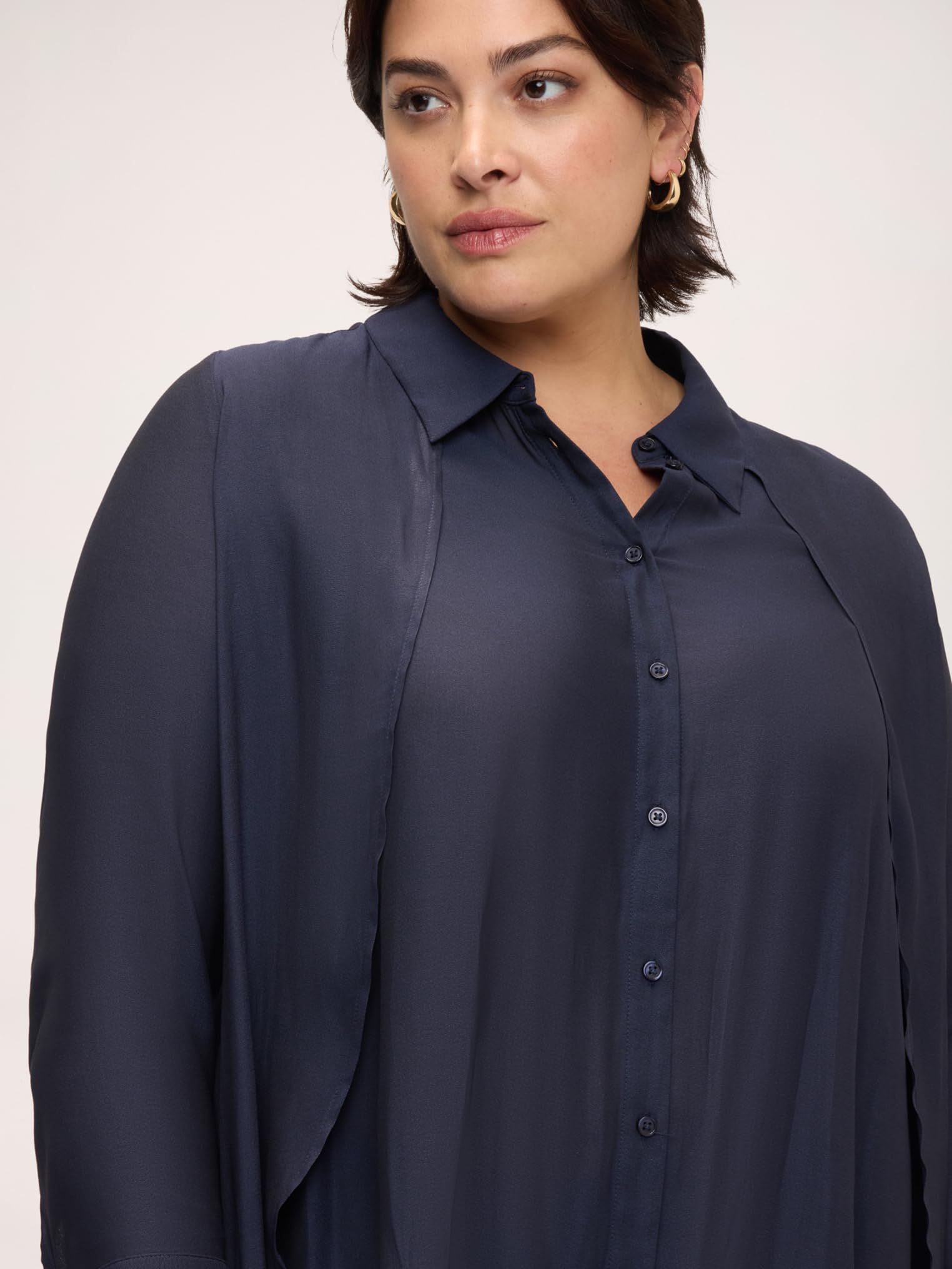Fiorella Rubino Camicie e bluse Camicia in Georgette con Drappeggio a Doppio Strato camicia 46 Plus