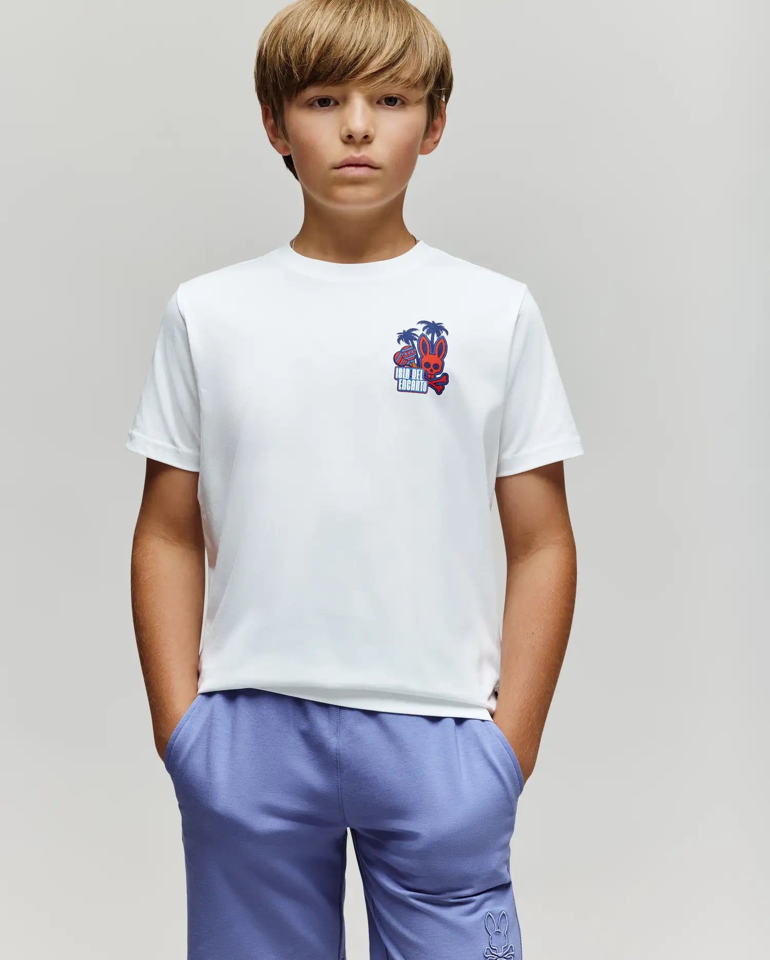 Psycho Bunny Kids Tees Puerto Rico Tee maglietta bianca