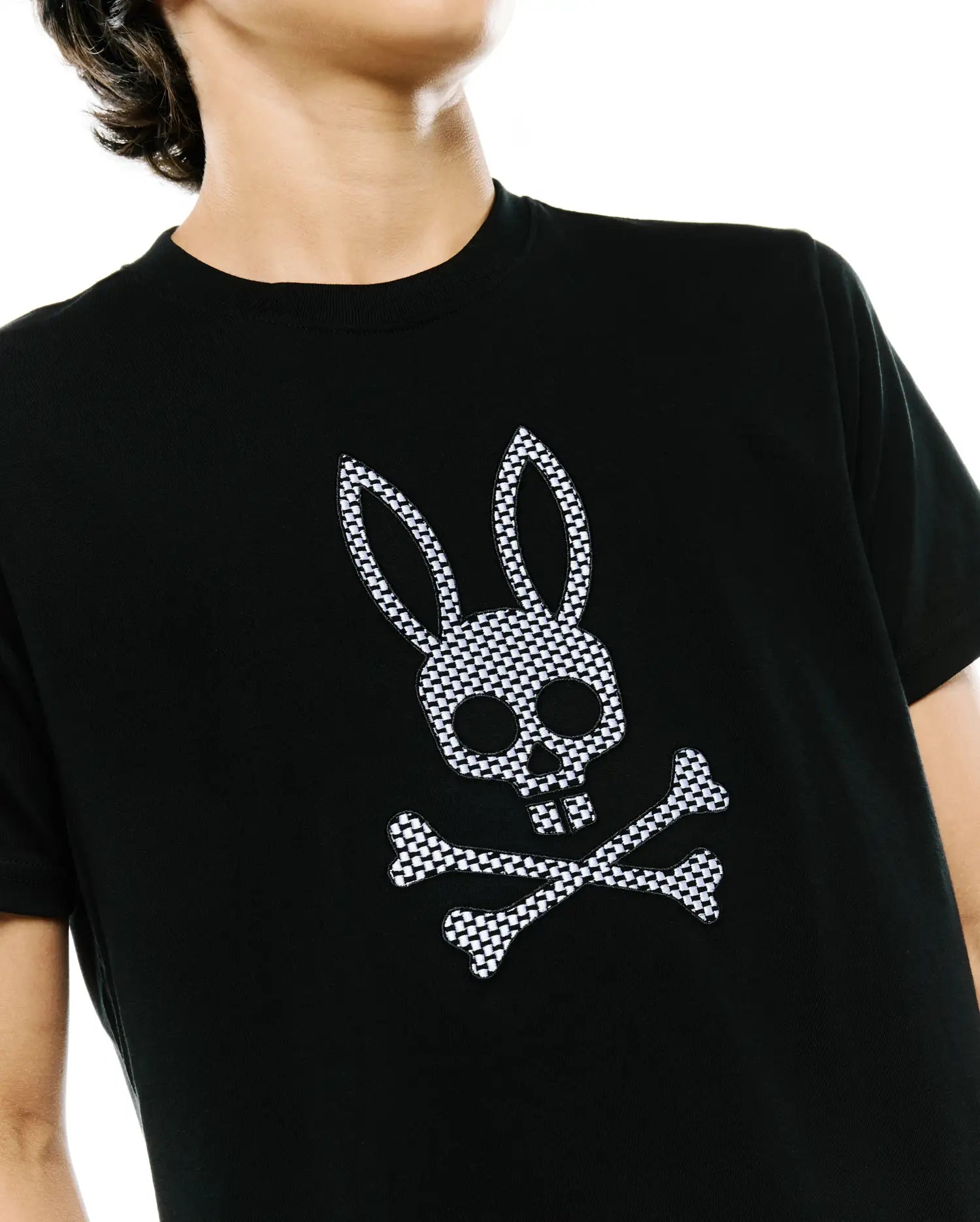 Psycho Bunny Kids Tees Stan Graphic Tee t-shirt nera 002, cotone Pima