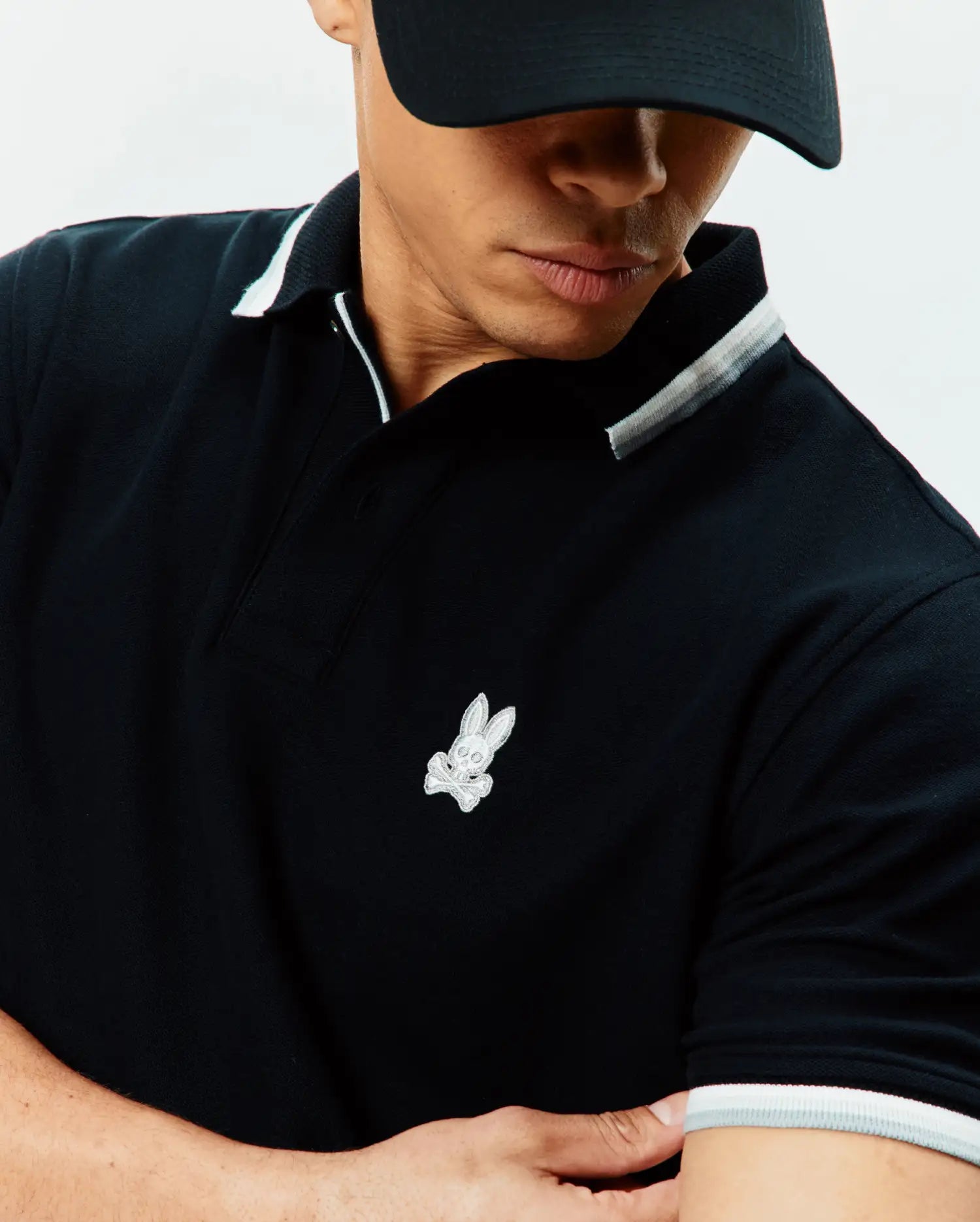Psycho Bunny Men's Polos Holden Pique Polo uomo nero cotone Pima