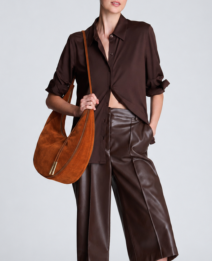 Kenneth Cole Reaction Bags Highline Large Banana Hobo borsa color sella in pelle