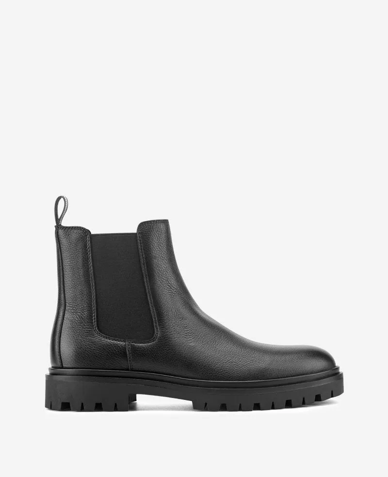 Kenneth Cole Reaction Baylin Lug Sole Chelsea Boot stivaletti neri 7M in pelle