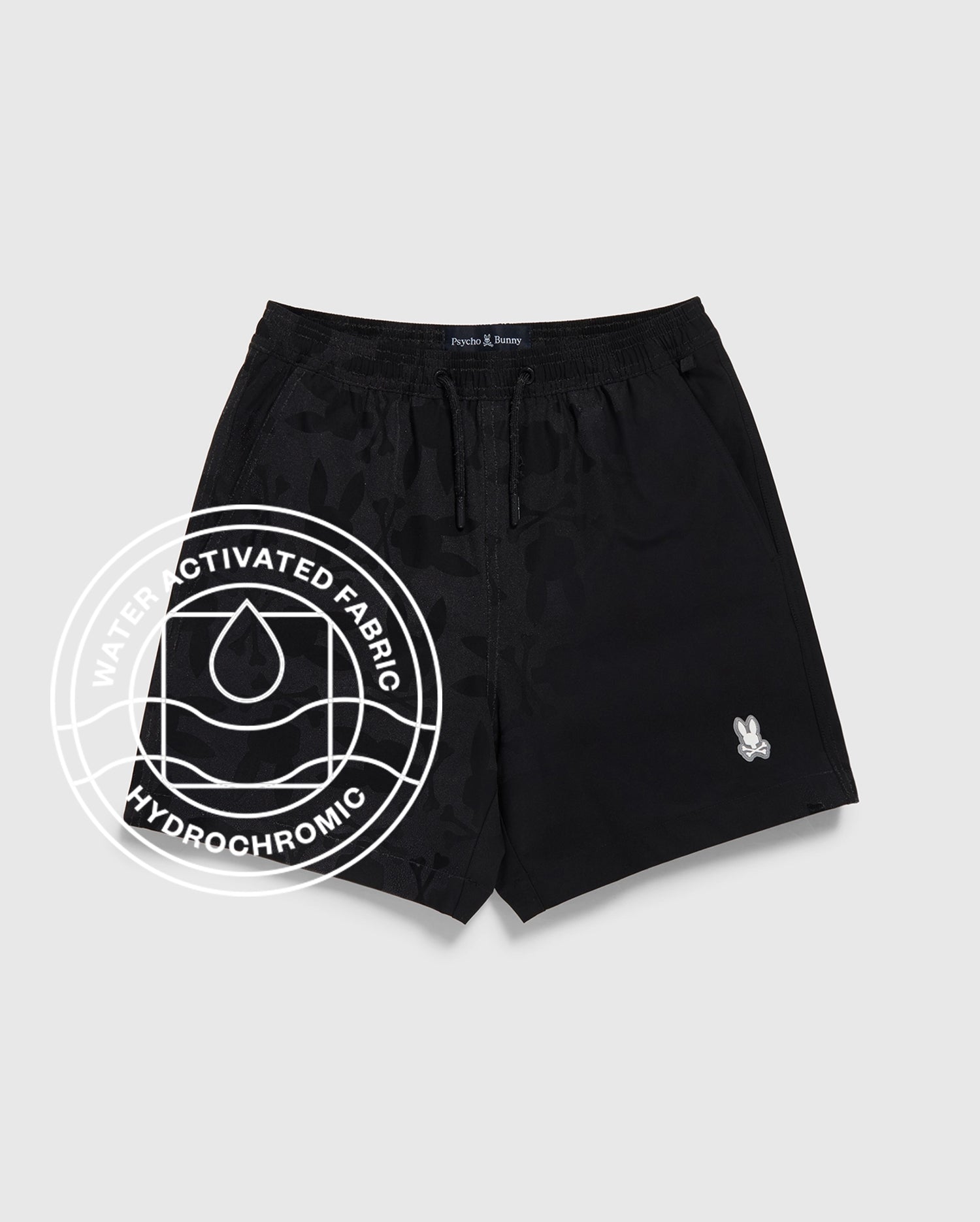Psycho Bunny Kids Swimwear Malta Hydrochromic Swim Trunk 6" B0W321B2SW costume nero