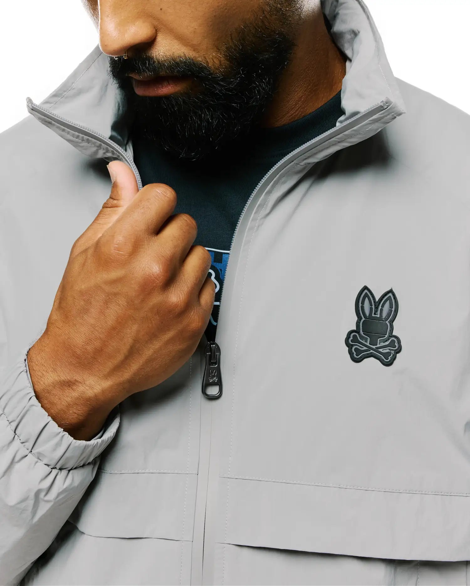 Psycho Bunny Jackets Javier giacca antivento grigia in nylon