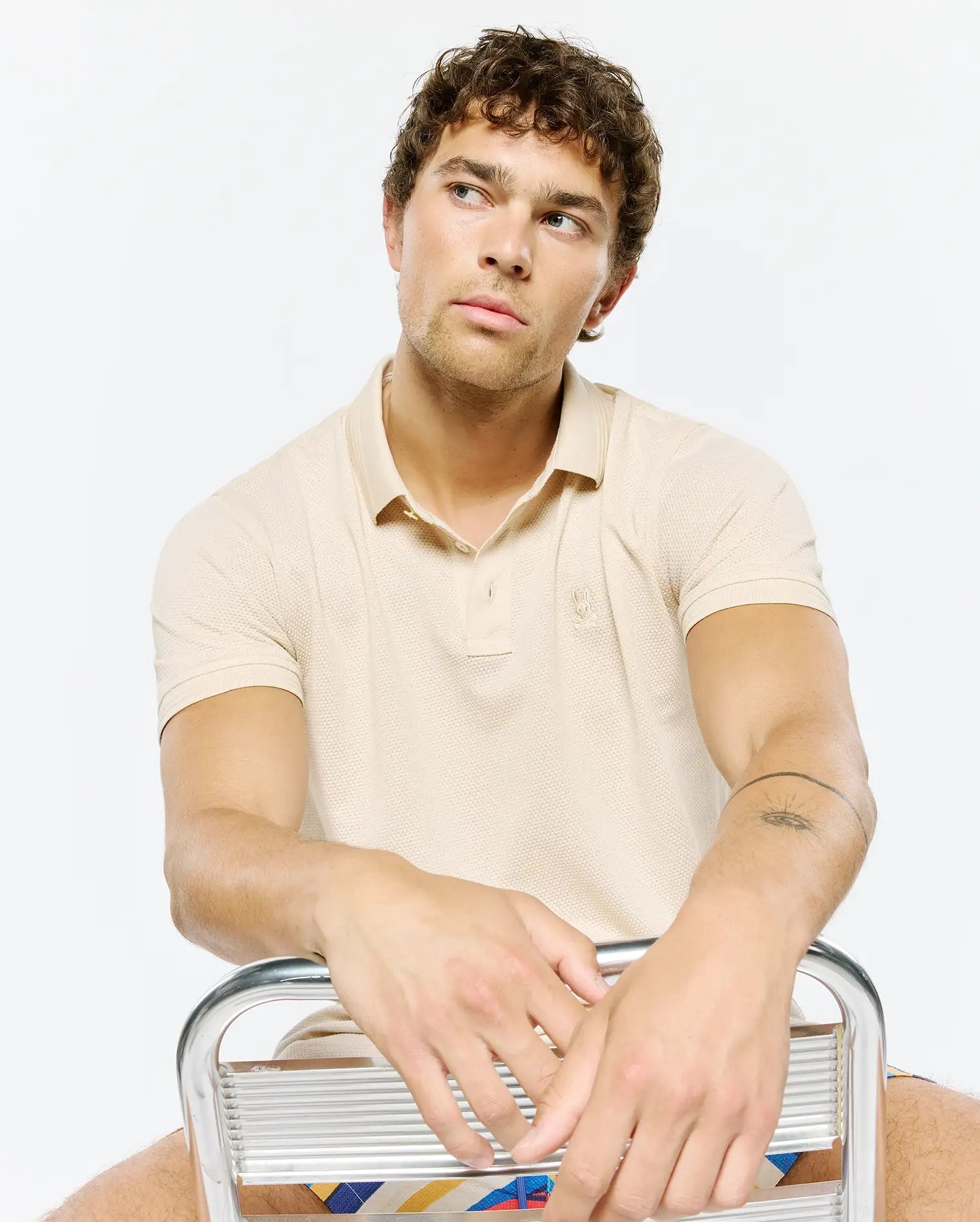 Psycho Bunny Men's Polos Tiernan Lightweight Pique Polo polo beige
