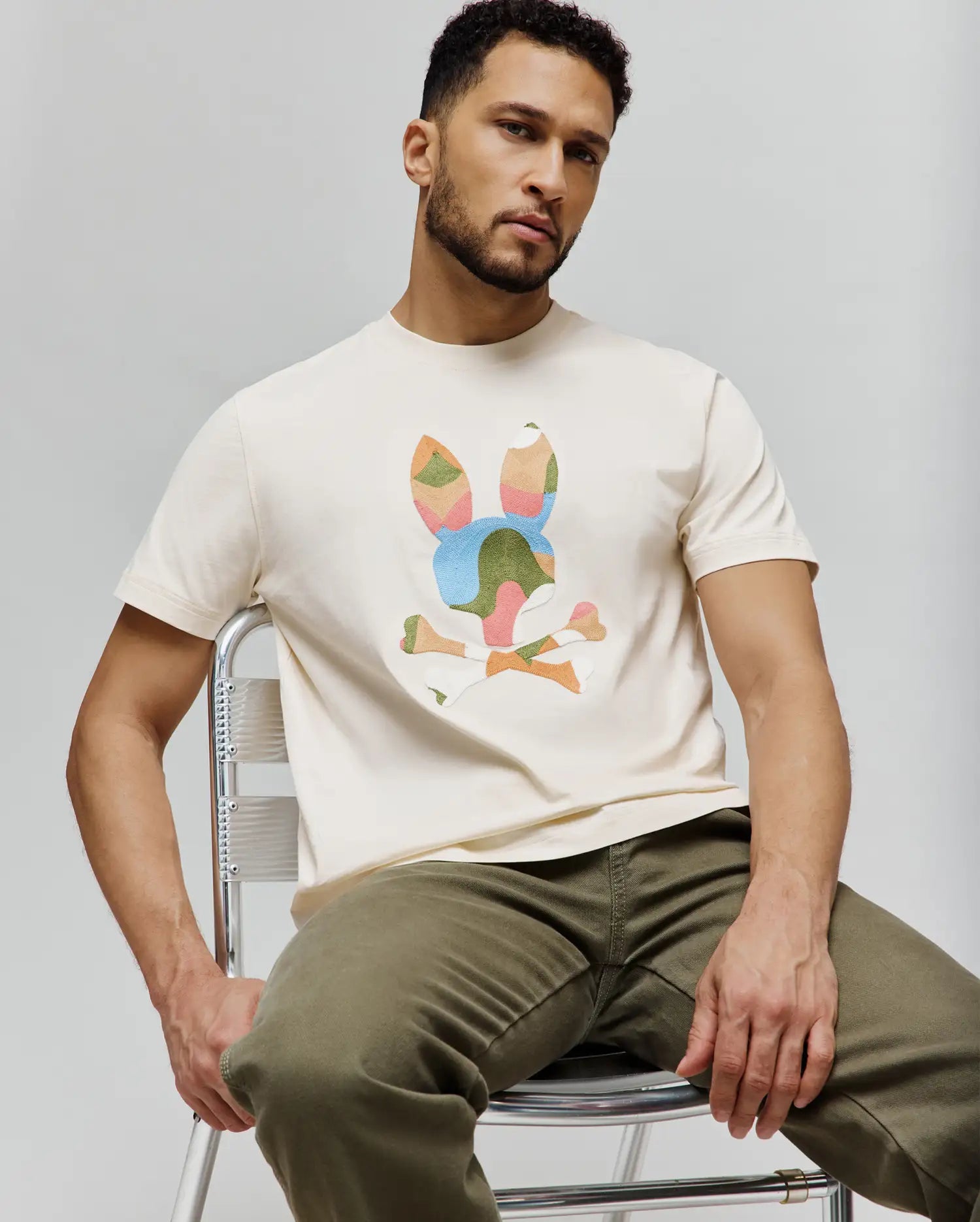 Psycho Bunny Men's Tees Ara Graphic Tee MT0200250 T-shirt bianca