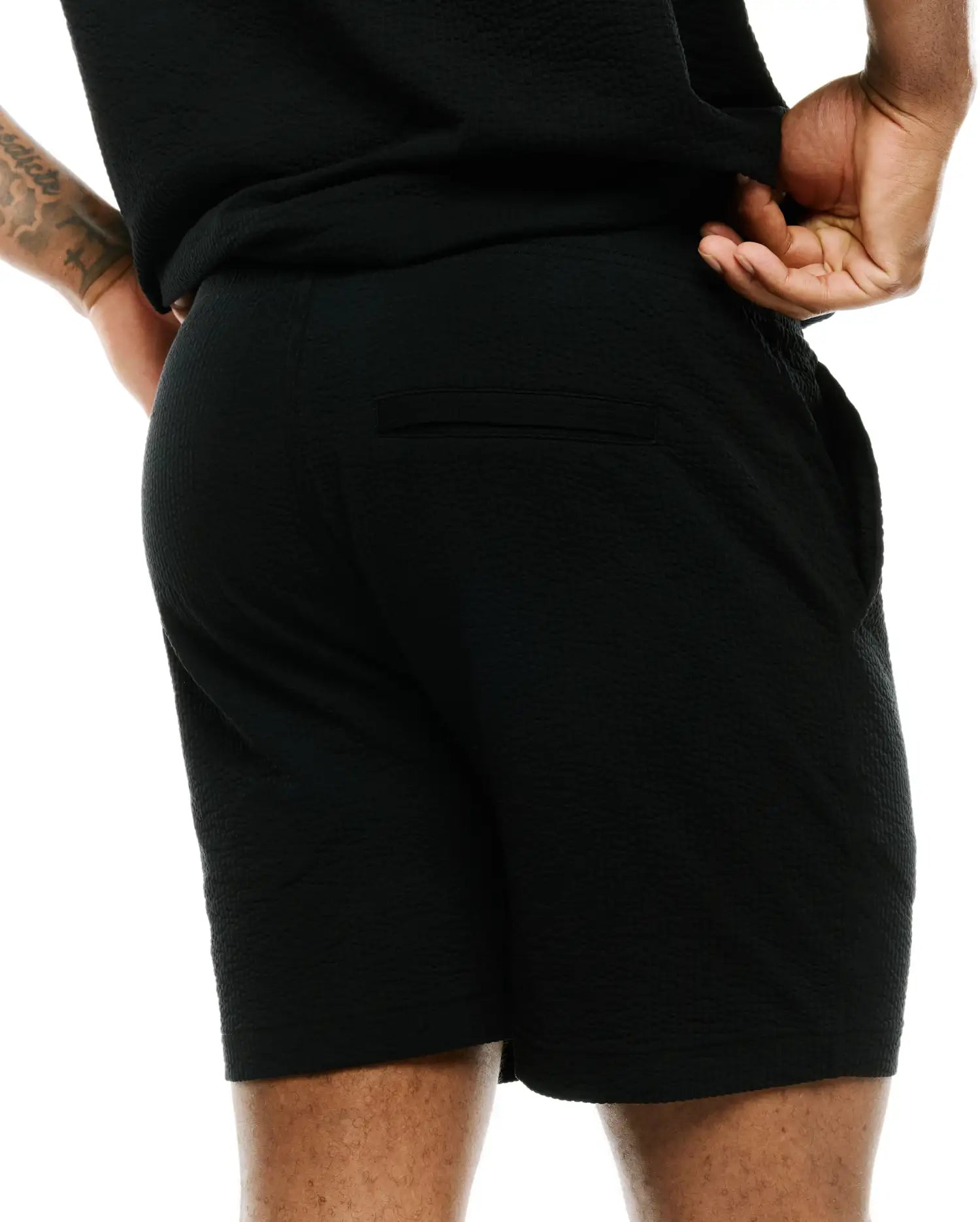 Psycho Bunny Men's Shorts Arlen Seersucker short nero con coulisse