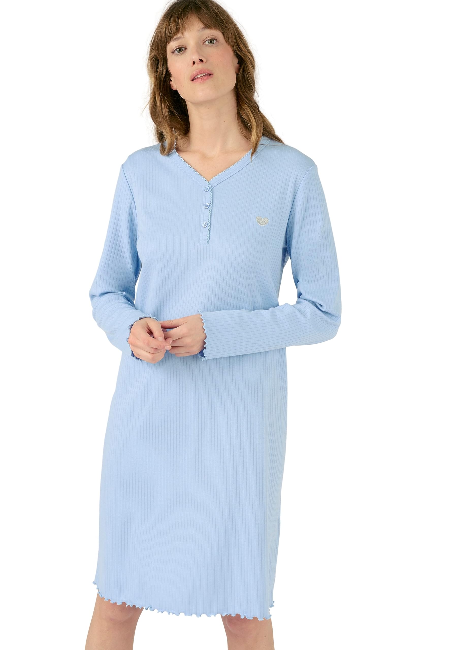 Damart Homewear Camicia da Notte Donna XL Verde Turchese calda