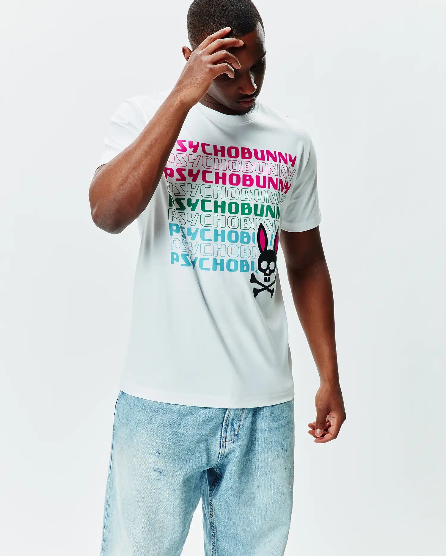 Psycho Bunny Men's Tees Landon Wordmark Tee t-shirt bianca XXS–XXXL cotone Pima