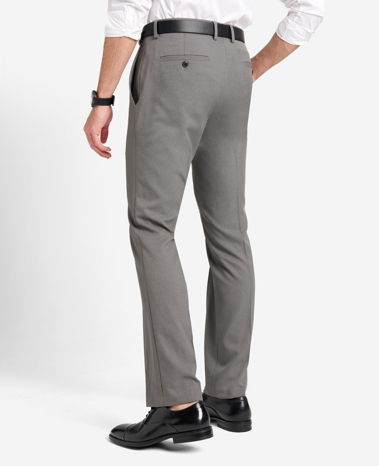 Kenneth Cole Reaction Clothing Modern-Fit Micro Check Stretch Trouser pantaloni grigi elasticizzati