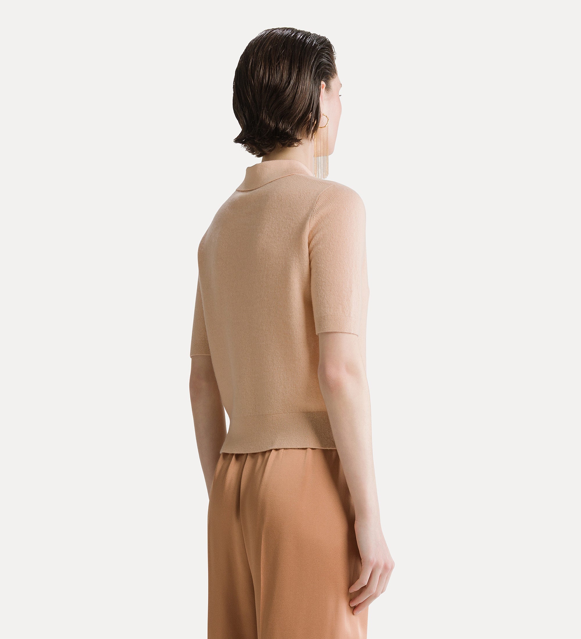 Forte polo a manica corta in lana e cashmere