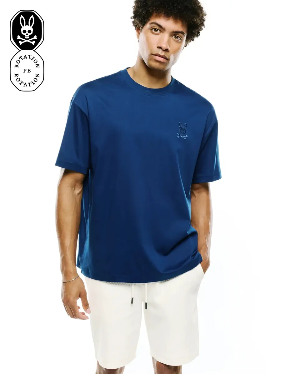 Psycho Bunny Men's Tees Oscar MT0200217 t-shirt blu oversize