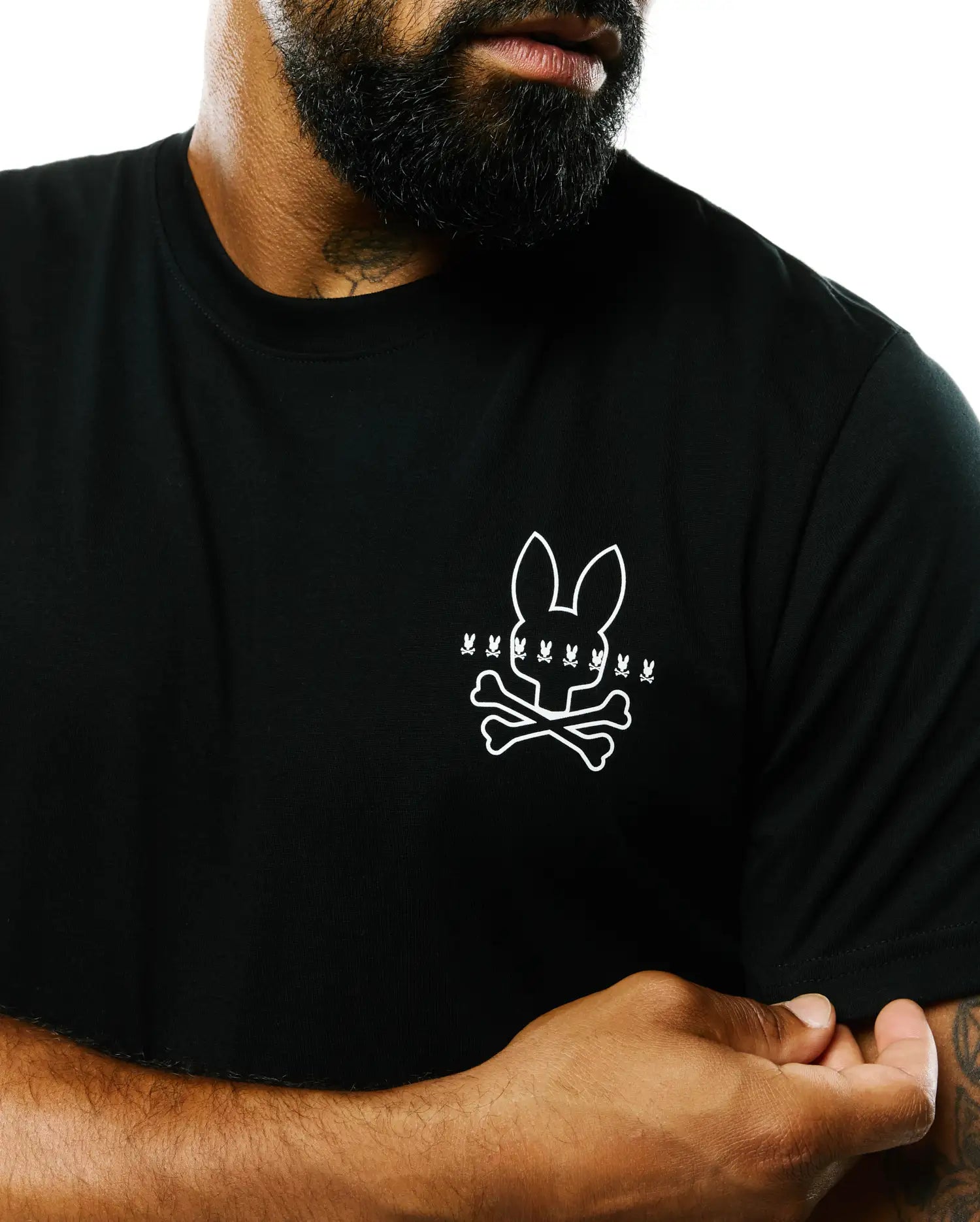 Psycho Bunny Men's Tees MENS PIERS PIMA COTTON BACK GRAPHIC TEE - MT0200366 t-shirt uomo nera