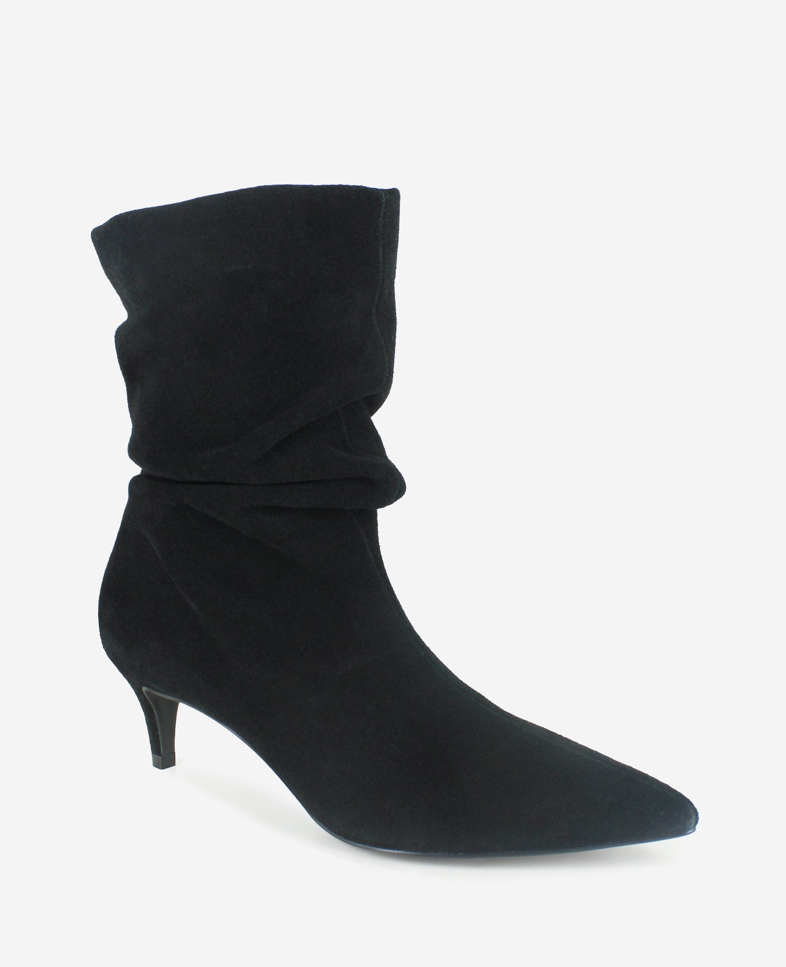 Kenneth Cole Reaction Shoes Marsha Suede Kitten Heel Bootie stivaletti neri scamosciati