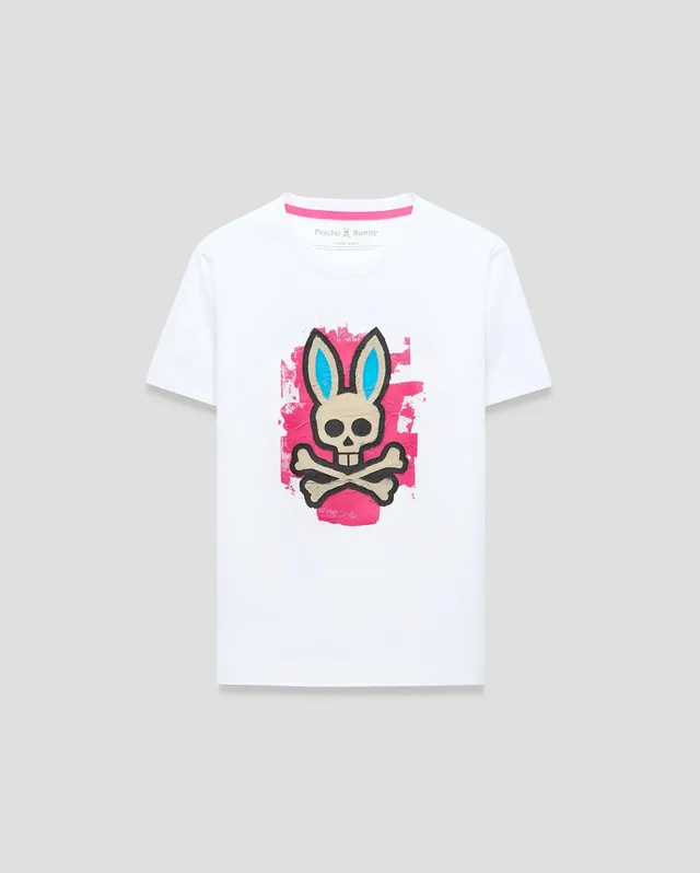Psycho Bunny Kids Tees Marcus Graphic Tee KT0200193 t-shirt bianca bambini cotone Pima