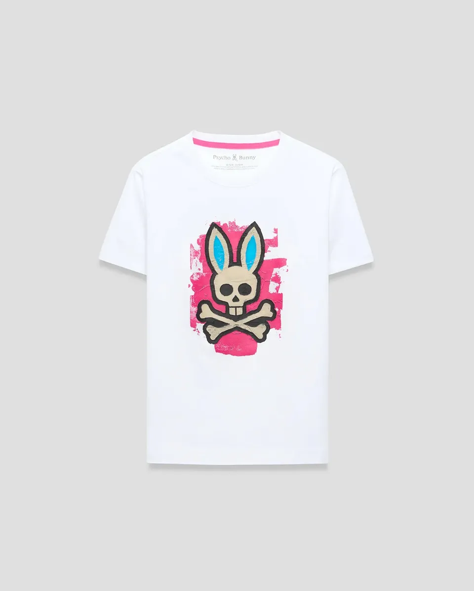 Psycho Bunny Kids Tees Marcus Graphic Tee KT0200193 t-shirt bianca bambini cotone Pima