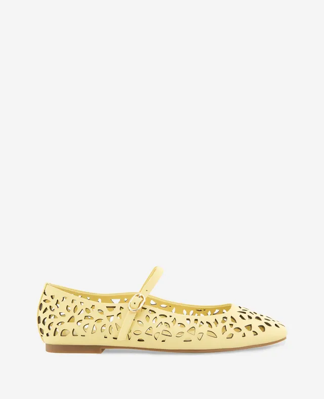 Kenneth Cole Reaction Shoes Jasper Perforated Leather Ballet Flat ballerine giallo burro in pelle