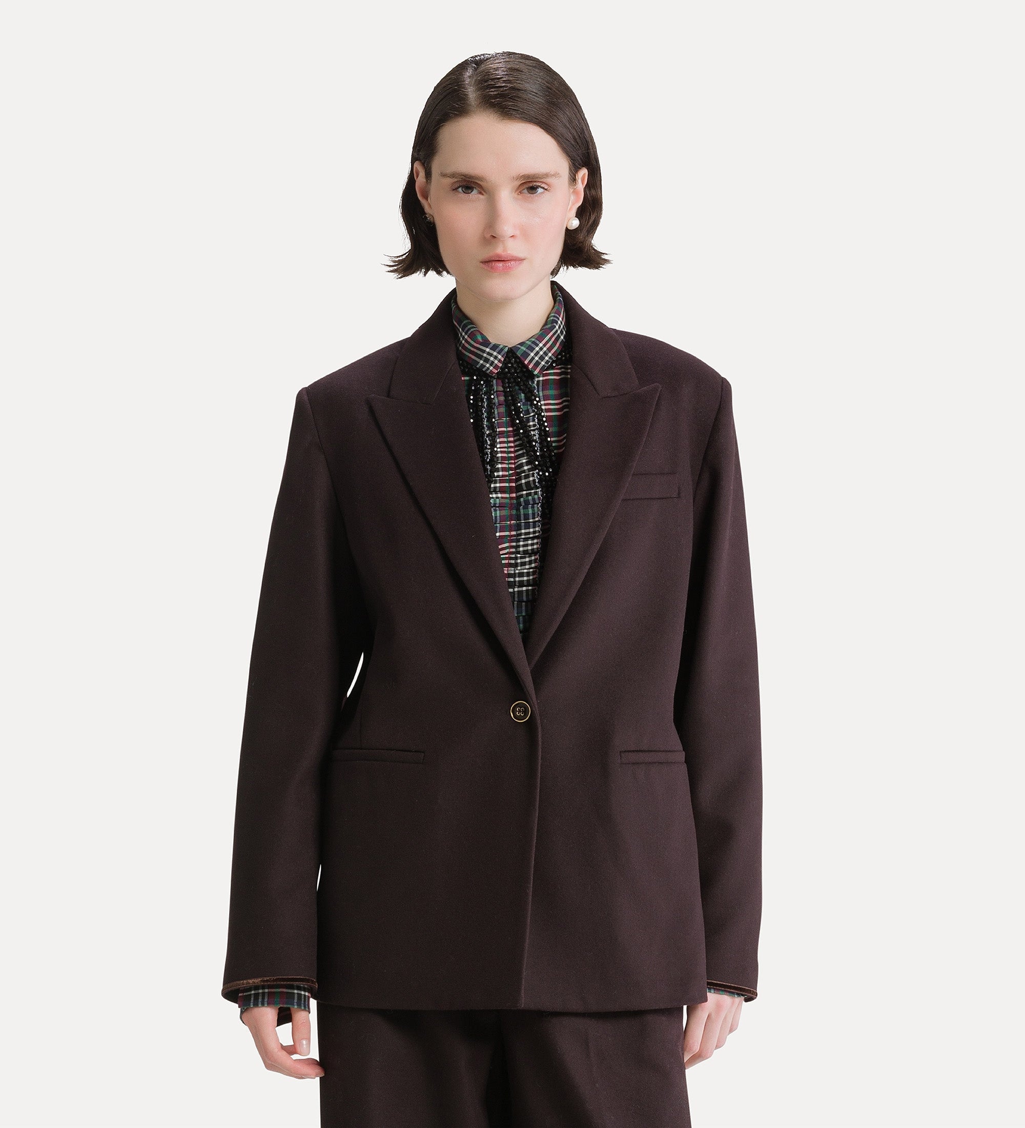 Forte giacche Wool-blend cloth oversized jacket giacca marrone in lana
