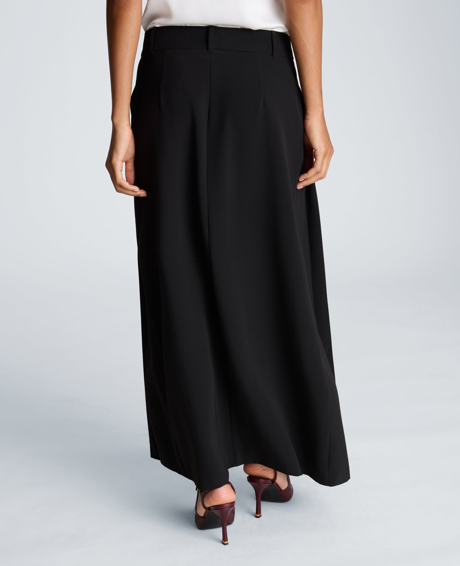Kenneth Cole Reaction Clothing Fly Front Pleated Maxi Skirt gonna lunga nera